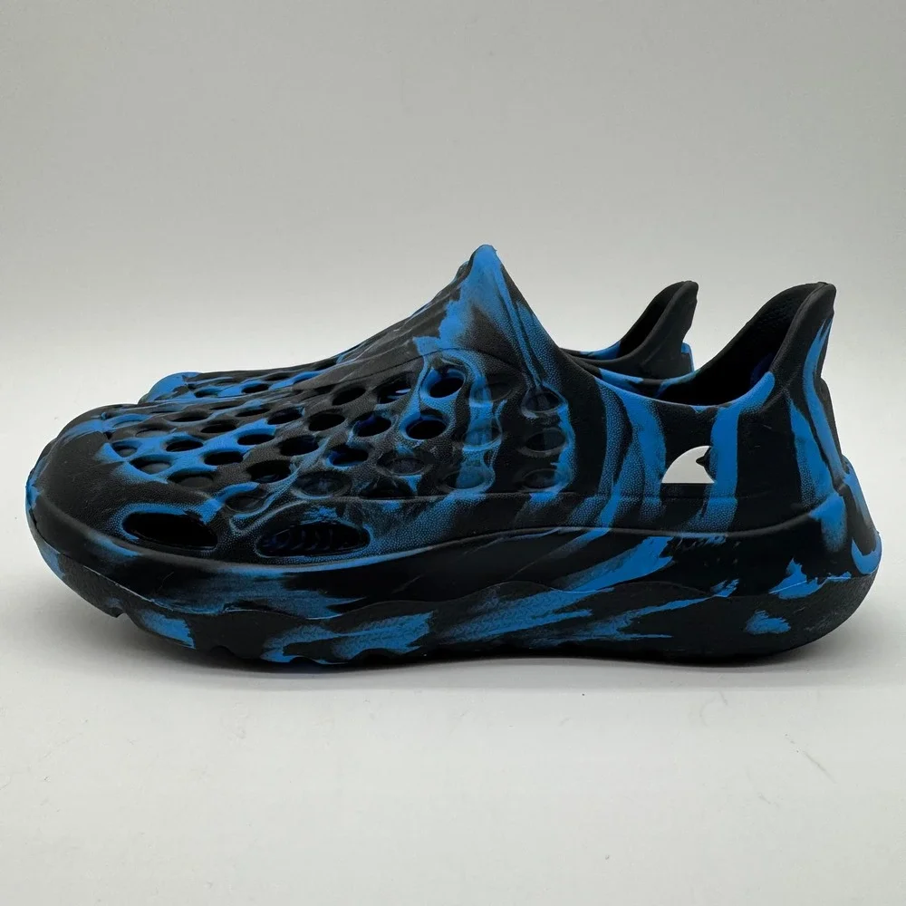 Shark Youth Water Shoes Blue Black Camo Slip On Drainage Shoes Size 13